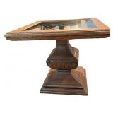 Pair of Wood and Glass Pedestal End Tables Pair of Wood and Glass Pedestal End Tables