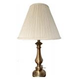 Pair of Brass Table Lamps with Pleated Fabric Shades Pair of Brass Table Lamps with Pleated Fabric Shades