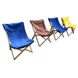 Set of 4 Folding Canvas Deck Chairs with Wooden Frames Set of 4 Folding Canvas Deck Chairs with Wooden Frames