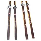 Vintage Norwegian Cross-Country Skis and Wooden Poles Set Vintage Norwegian Cross-Country Skis and Wooden Poles Set