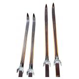 Vintage Norwegian Cross-Country Skis and Wooden Poles Set Vintage Norwegian Cross-Country Skis and Wooden Poles Set