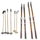 Vintage Norwegian Cross-Country Skis and Wooden Poles Set Vintage Norwegian Cross-Country Skis and Wooden Poles Set