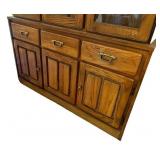 Bassett Brand Wooden China Cabinet Hutch with Glass Doors and Storage Drawers Bassett Brand Wooden China Cabinet Hutch with Glass Doors and Storage Drawers