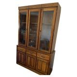 Bassett Brand Wooden China Cabinet Hutch with Glass Doors and Storage Drawers Bassett Brand Wooden China Cabinet Hutch with Glass Doors and Storage Drawers