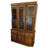 Bassett Brand Wooden China Cabinet Hutch with Glass Doors and Storage Drawers Bassett Brand Wooden China Cabinet Hutch with Glass Doors and Storage Drawers