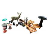 Garden Decor Collection with Animal Statues, Bird Bath, Plant Caddies, and Feeders Garden Decor Collection with Animal Statues, Bird Bath, Plant Caddies, and Feeders