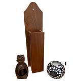 Mid-Century Decor Collection Including Cat Figurines, Wooden Canister, and Wall Box Mid-Century Decor Collection Including Cat Figurines, Wooden Canister, and Wall Box