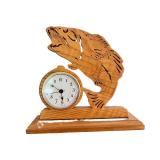 Set of 2 Handcrafted Wooden Clocks with Eagle and Fish Designs Set of 2 Handcrafted Wooden Clocks with Eagle and Fish Designs