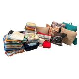 Large Collection of Decorative Throw Pillows and Assorted Linens Large Collection of Decorative Throw Pillows and Assorted Linens