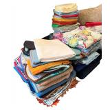 Large Collection of Decorative Throw Pillows and Assorted Linens Large Collection of Decorative Throw Pillows and Assorted Linens