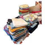 Large Collection of Decorative Throw Pillows and Assorted Linens Large Collection of Decorative Throw Pillows and Assorted Linens