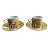Espresso Cup and Saucer Set with Tiger Cat Design - Set of 10 Espresso Cup and Saucer Set with Tiger Cat Design - Set of 10