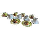 Espresso Cup and Saucer Set with Tiger Cat Design - Set of 10 Espresso Cup and Saucer Set with Tiger Cat Design - Set of 10