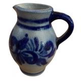 Small Blue and Grey Stoneware Pottery Pitcher Small Blue and Grey Stoneware Pottery Pitcher