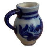 Small Blue and Grey Stoneware Pottery Pitcher Small Blue and Grey Stoneware Pottery Pitcher