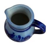Small Blue and Grey Stoneware Pottery Pitcher Small Blue and Grey Stoneware Pottery Pitcher