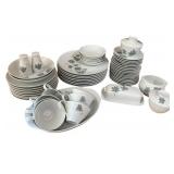 Noritake Coral Silver China Dinnerware Set with Leaf Design Noritake Coral Silver China Dinnerware Set with Leaf Design