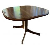 Vintage Wood Pedestal Dining Table with Rounded Corners Vintage Wood Pedestal Dining Table with Rounded Corners