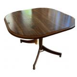 Vintage Wood Pedestal Dining Table with Rounded Corners Vintage Wood Pedestal Dining Table with Rounded Corners