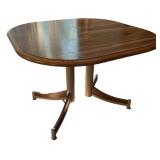 Vintage Wood Pedestal Dining Table with Rounded Corners Vintage Wood Pedestal Dining Table with Rounded Corners
