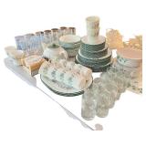 Corning Ivy Pattern Dinnerware Set with Plates, Cups, Bowls and Glassware Corning Ivy Pattern Dinnerware Set with Plates, Cups, Bowls and Glassware