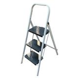 3-Step Folding Steel Step Ladder with Black Steps 3-Step Folding Steel Step Ladder with Black Steps