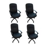 Set of 4 Black Fabric Office Chairs with Armrests Set of 4 Black Fabric Office Chairs with Armrests
