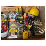 Workshop Lot of Hand Tools, Hardware, Safety Gear, Tapes, and Accessories Workshop Lot of Hand Tools, Hardware, Safety Gear, Tapes, and Accessories