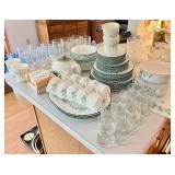 Corning Ivy Pattern Dinnerware Set with Plates, Cups, Bowls and Glassware Corning Ivy Pattern Dinnerware Set with Plates, Cups, Bowls and Glassware