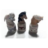 3 Enesco Porcelain Horse Thimbles