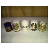 4 Ceramic Couples/Love and 1 Knobler Couple Thimble