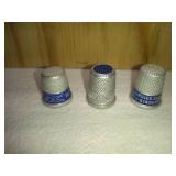 3 Thimbles: Perfect Wyandotte Tribe Souvenir, Perfect Henderson Lingerie, Perfect Old Home Cottage Cheese