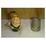 Pewter Painted Golfer with Hinged Hat and ILES Nickel Ventilated Thimbles