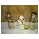 2 Enesco Christmas Ceramic and 1 Napco Angel Thimble