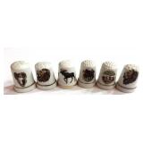 6 Thimbles with Animals