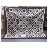 Squares with Stars Quilt Handstitched Queen 84" X 100"