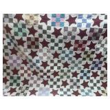 Squares with Stars Quilt Handstitched Queen 84" X 100"