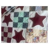 Squares with Stars Quilt Handstitched Queen 84" X 100"