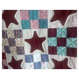 Squares with Stars Quilt Handstitched Queen 84" X 100"