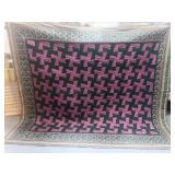 Jerusalem Cross with Damask & Lined Border Full/Queen Handstitched