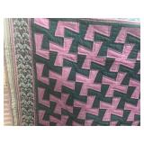 Jerusalem Cross with Damask & Lined Border Full/Queen Handstitched
