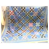Checkerboard and Circles Quilt Handstitched King 99" X 108"