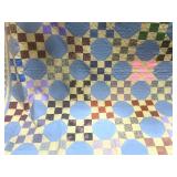 Checkerboard and Circles Quilt Handstitched King 99" X 108"