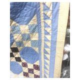 Checkerboard and Circles Quilt Handstitched King 99" X 108"