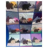 Dozen Bears Quilt Twin Handstitched 71" X 99"
