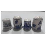 4 Blue Delft Thimbles