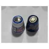8 Blue Thimbles with Flowers