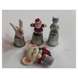 4 Hallmark Thimble Ornaments and Pin