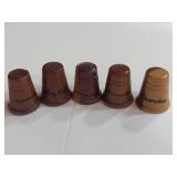 5 Wooden Souvenir Thimbles