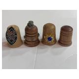 4 Painted and Embellished Wooden Thimbles